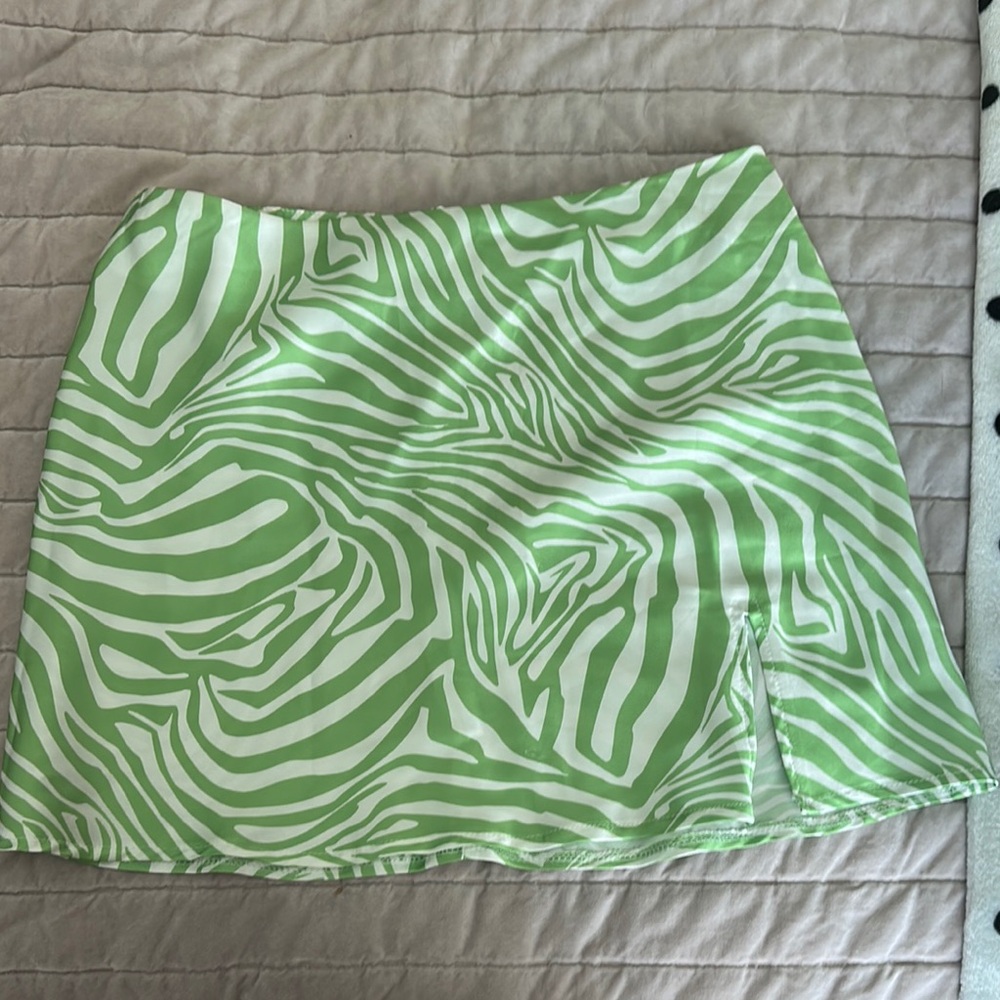 Princess Polly Green A-Line Mini Skirt with Slit